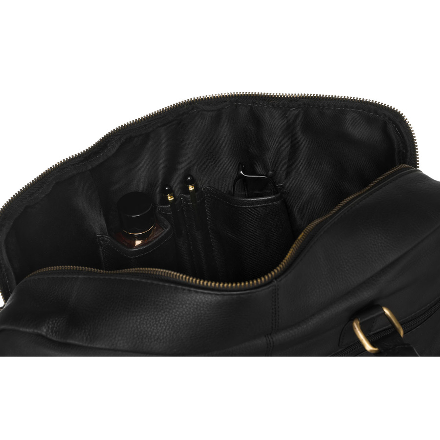 Męska torba na laptopa ze skóry naturalnej w czarnym kolorze - Peterson