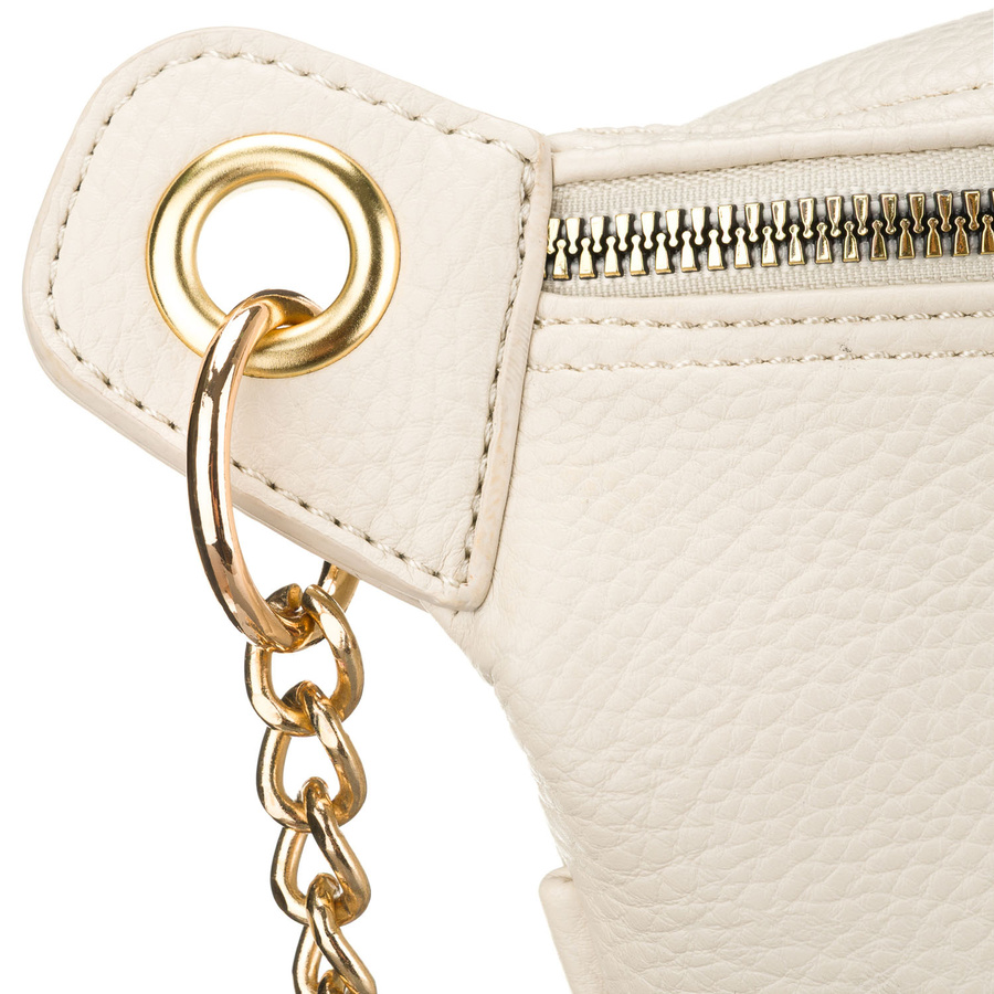 Beżowa saszetka damska ze skóry ekologicznej zamykana suwakiem - Peterson