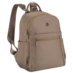 Beżowy plecak damski wykonany z poliestru, zawieszony na regulowanych szelkach - Peterson