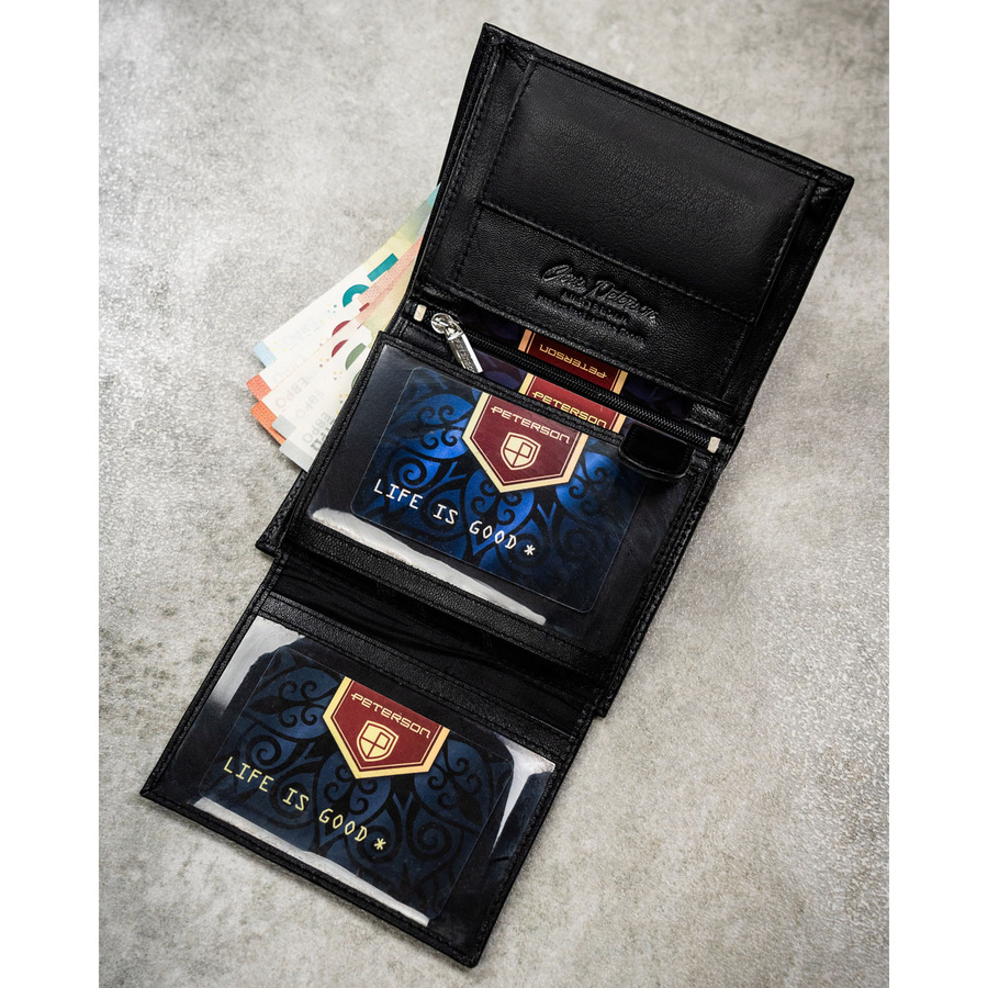 Leather wallet RFID PETERSON PTN N4-DOT