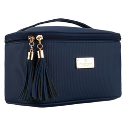 Granatowa kosmetyczka z tkaniny syntetycznej z poręcznym uchwytem - Peterson