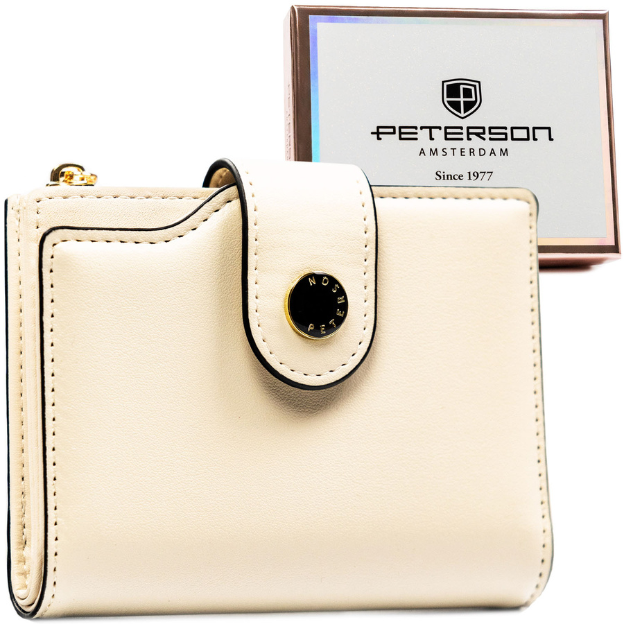 Dámska béžová peňaženka z ekologickej kože – stredná veľkosť, RFID ochrana – Peterson