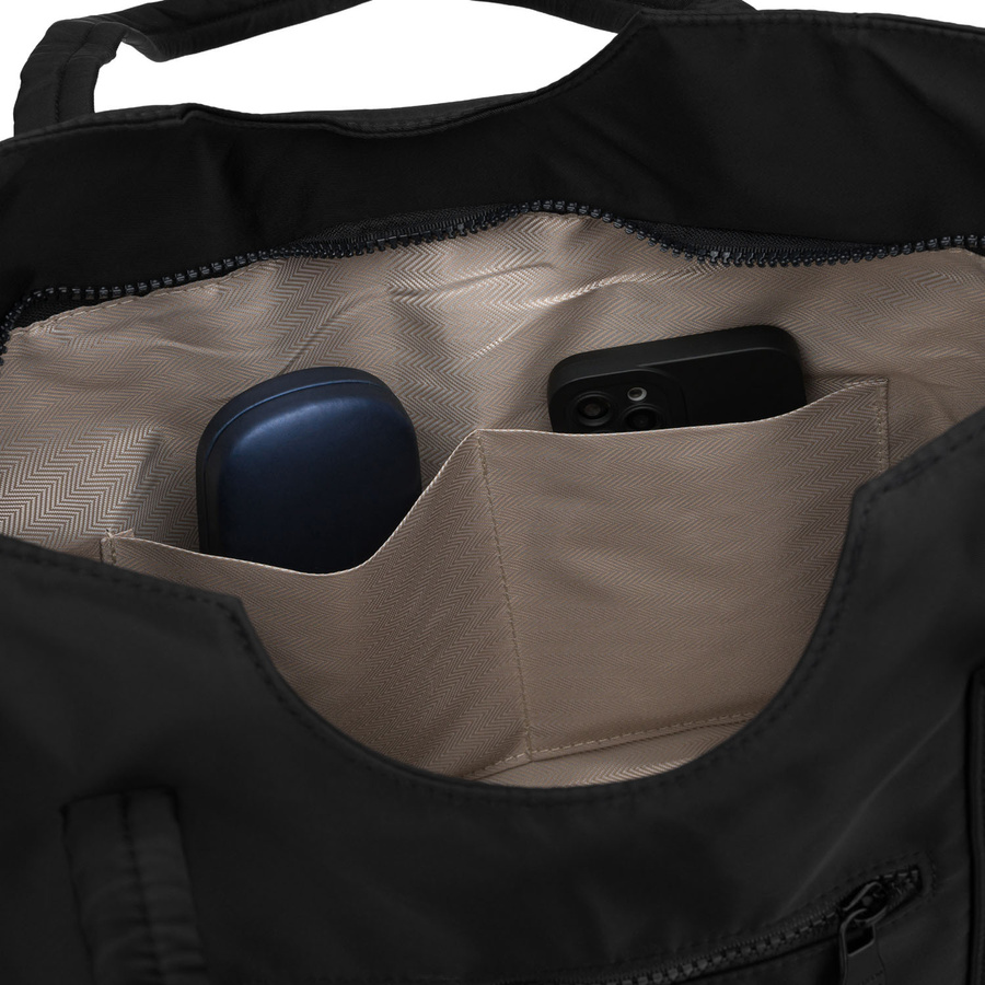 Czarna, miejska shopperka damska z poliestru, jednokomorowa - Peterson