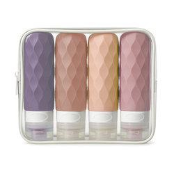 Podróżne, wielokolorowe butelki silikonowe zapakowane w kosmetyczkę - Peterson