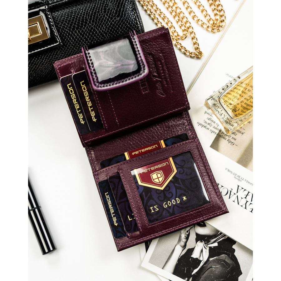 Leather and leatherette wallet RFID PETERSON PTN PS329-FDS