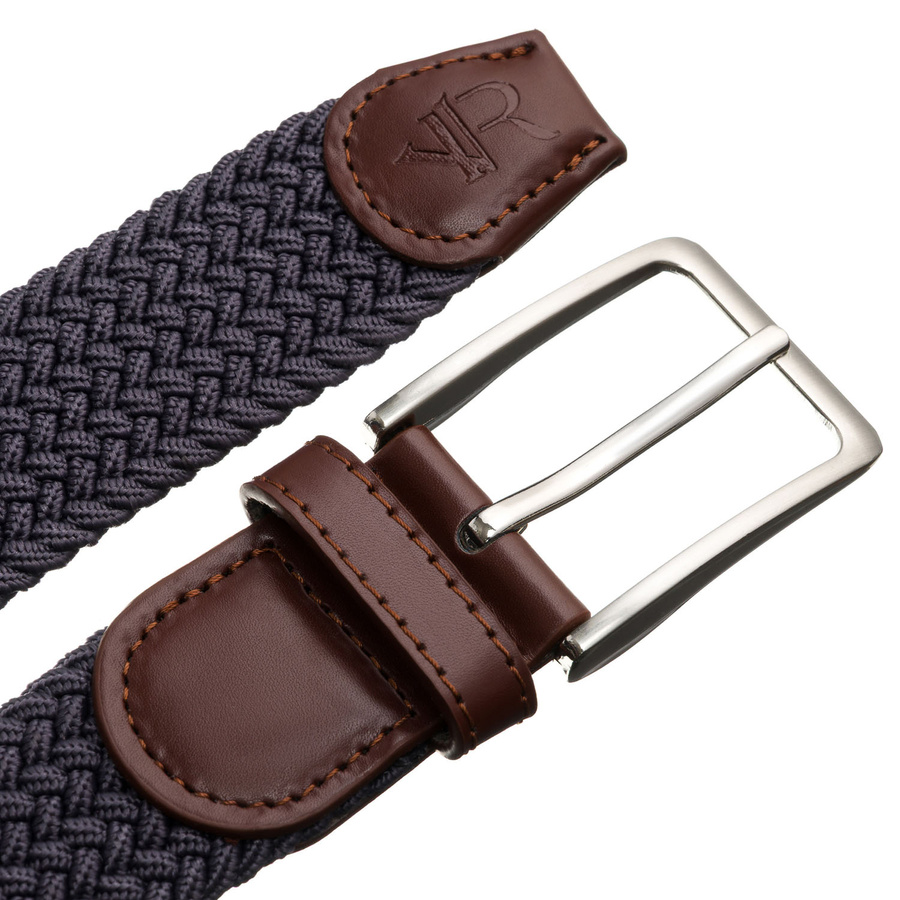 Uniseksowy pasek parciany w szarym kolorze z tradycyjną klamrą - Rovicky