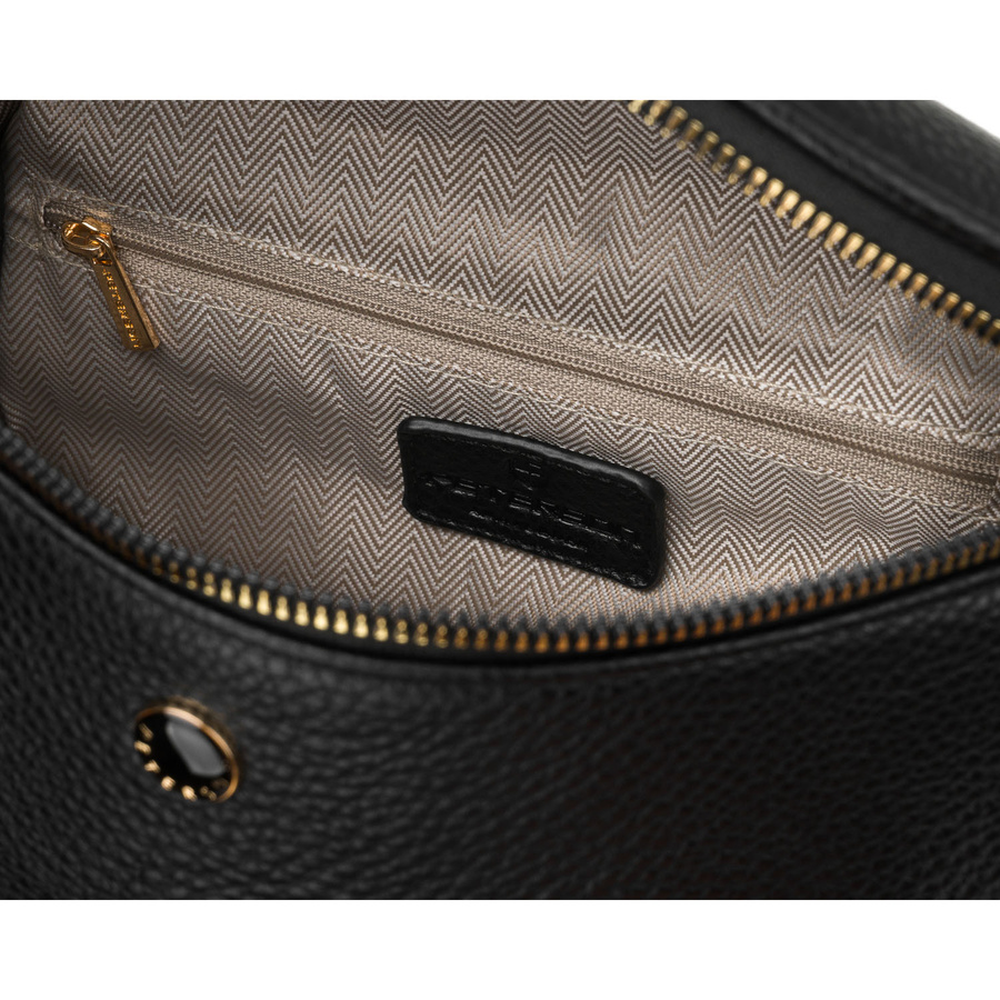 Praktyczna, miejska nerka damska ze skóry ekologicznej w czarnym kolorze, jednokomorowa - Peterson