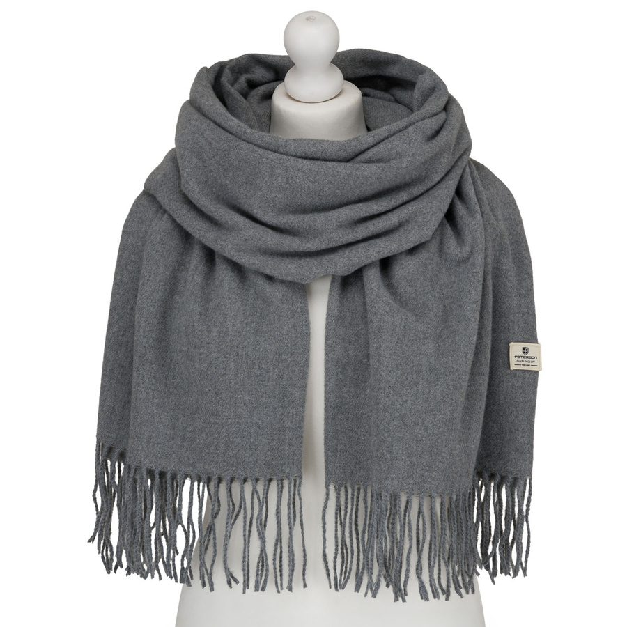 Dámsky sivý šál so strapcami