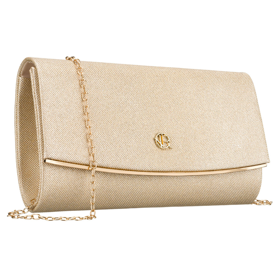 Dámska zlatá trblietavá listová kabelka ROVICKY