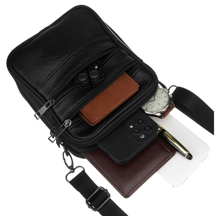 Listonoszka męska ze skóry naturalnej w czarnym kolorze - Rovicky