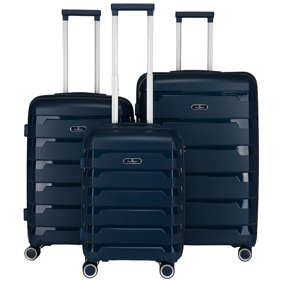 Sada tmavomodrých kufrov z polypropylénu