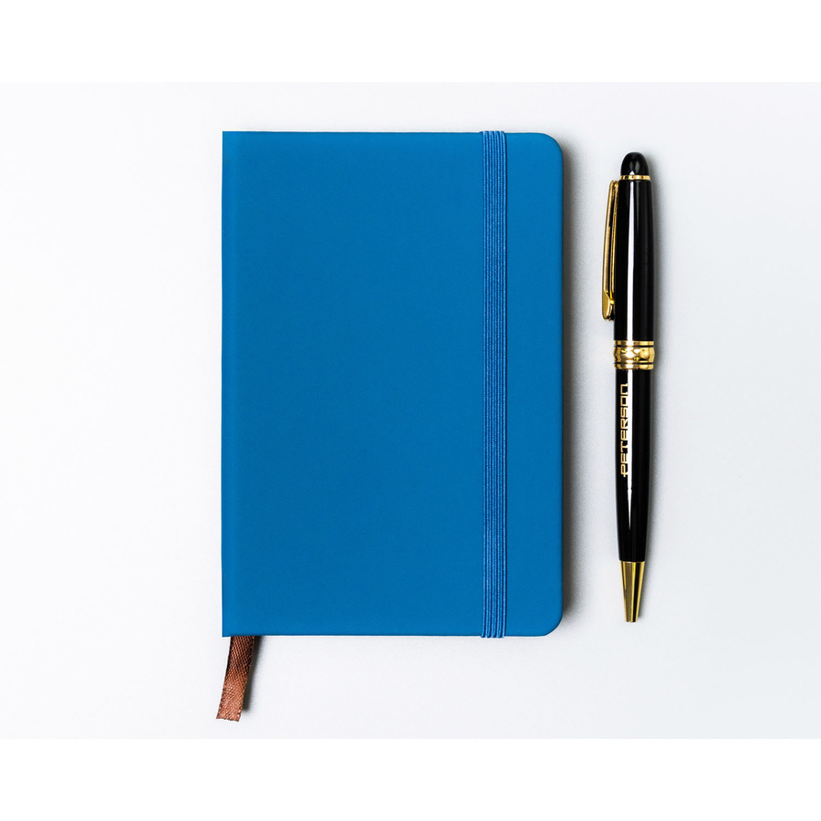 Niebieski notes w formacie A6 zadrukowany w linie - Peterson