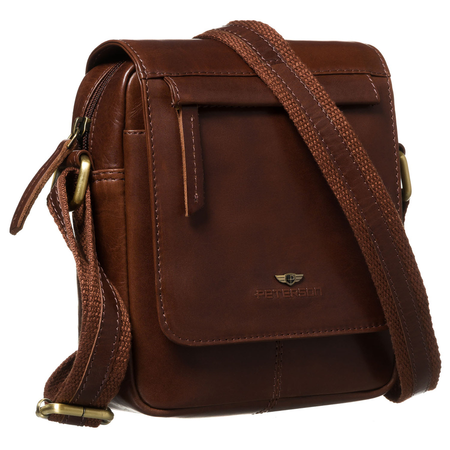 Hnedá pánska kožená crossbody taška s klopou – elegantná, štýlová a praktická
