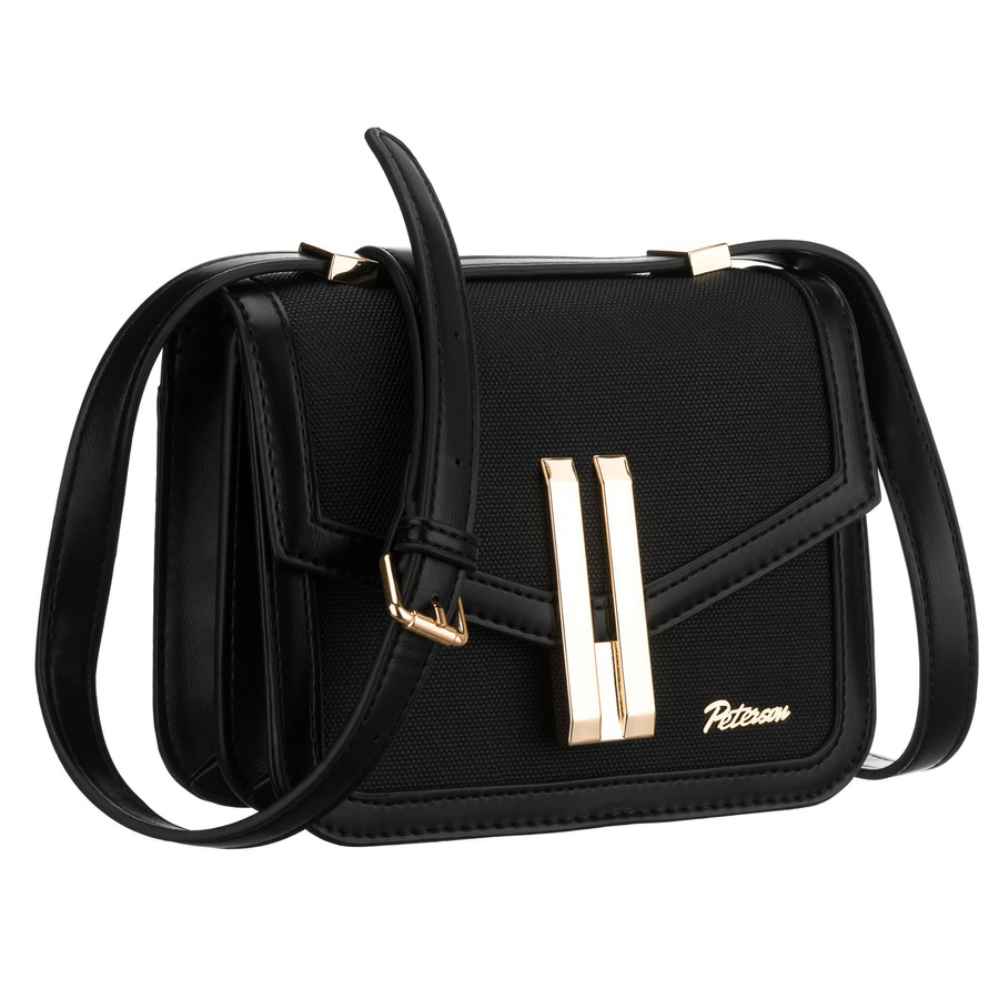 Dámska čierna listová kabelka Peterson s nastaviteľným popruhom – elegantný mestský štýl