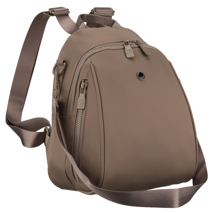 Dámsky malý béžový ruksak z polyesteru 2v1 – ruksak aj kabelka