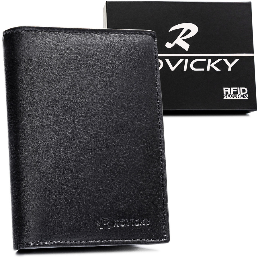 Čierna pánska kožená peňaženka – veľký vertikálny model