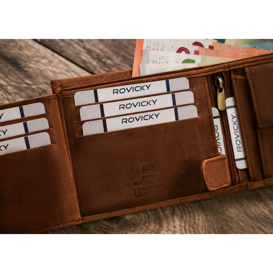 Leather wallet RFID ALWAYS WILD N992L-CHM-DEER-BL CO
