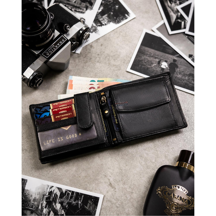 Leather wallet & key ring set PETERSON PTN SET-M-1549-D