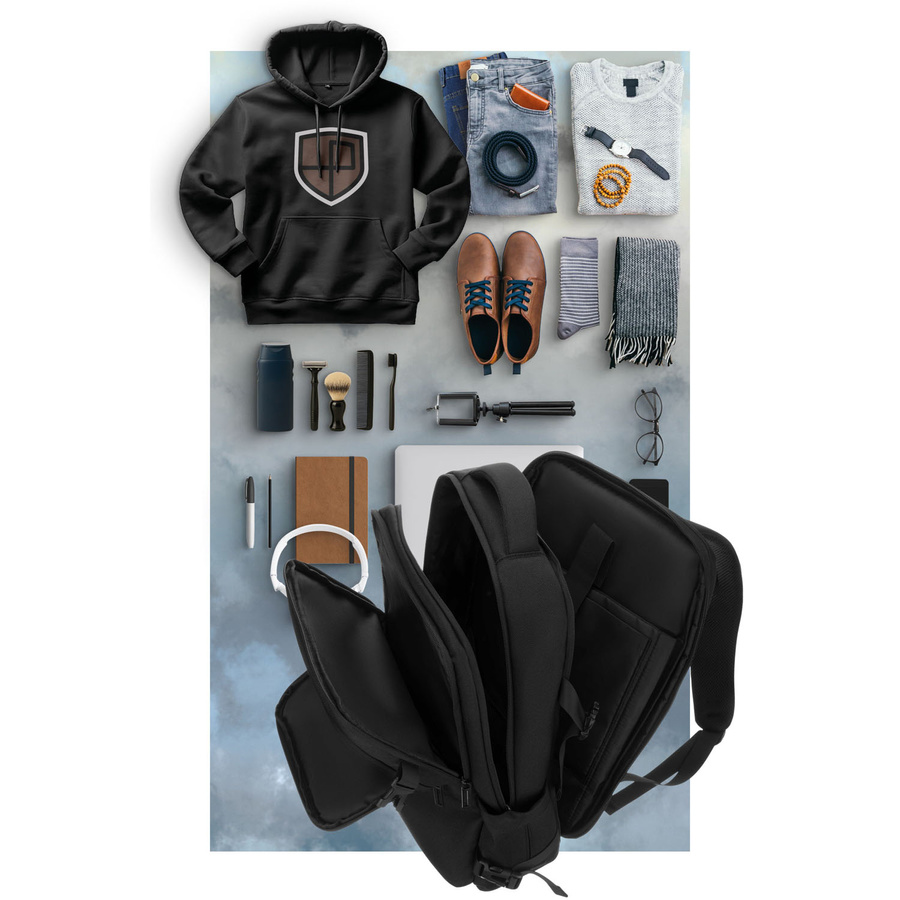 Plecak podróżny z poliestru w czarnym kolorze z miejscem na laptopa - Peterson