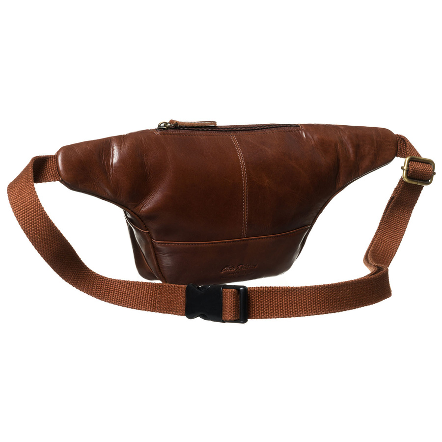 Skórzana nerka męska w brązowym kolorze z kieszeniami i etui na klucze - Peterson