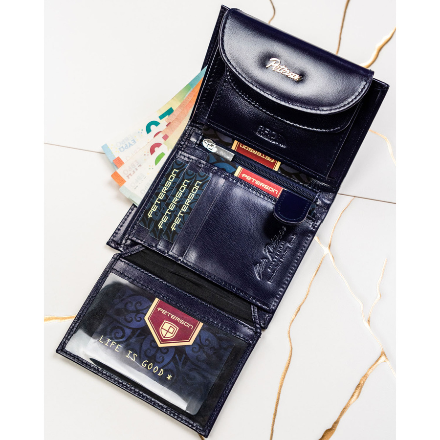 Leather wallet RFID PETERSON PTN RD-357-NGV-M