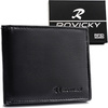 Mały, czarny portfel męski ze skóry naturalnej wyposażony w system RFID - Rovicky