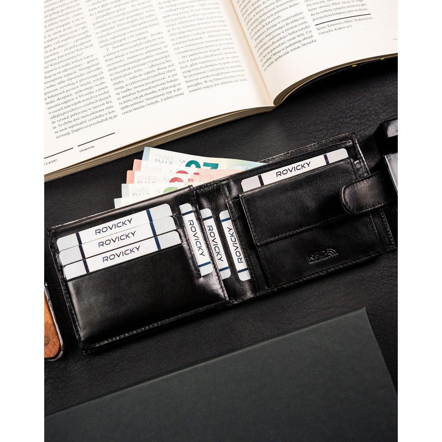 Leather wallet RFID ROVICKY CPR-06L-NBAR