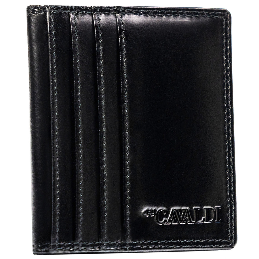 Skórzane, czarne etui na karty bez zapięcia z systemem RFID - 4U Cavaldi