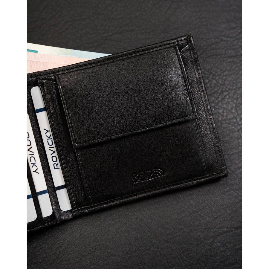 Leather wallet RFID RONALDO RM-01-BDF-BL