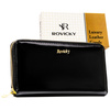 Czarny portfel-piórnik damski z lakierowanej skóry naturalnej wyposażony w system RFID  - Rovicky