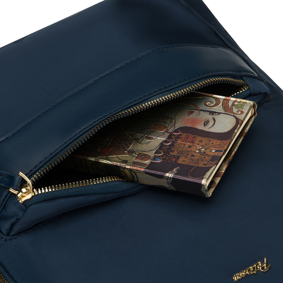 Dwukomorowy, granatowy plecak damski z poliestru - Peterson