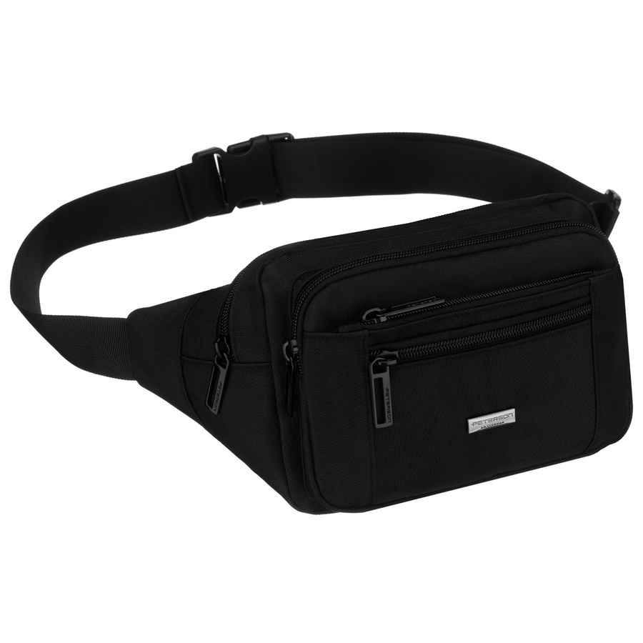 Pánska čierna crossbody taška/ľadvinka s jednou komorou a viacerými vreckami