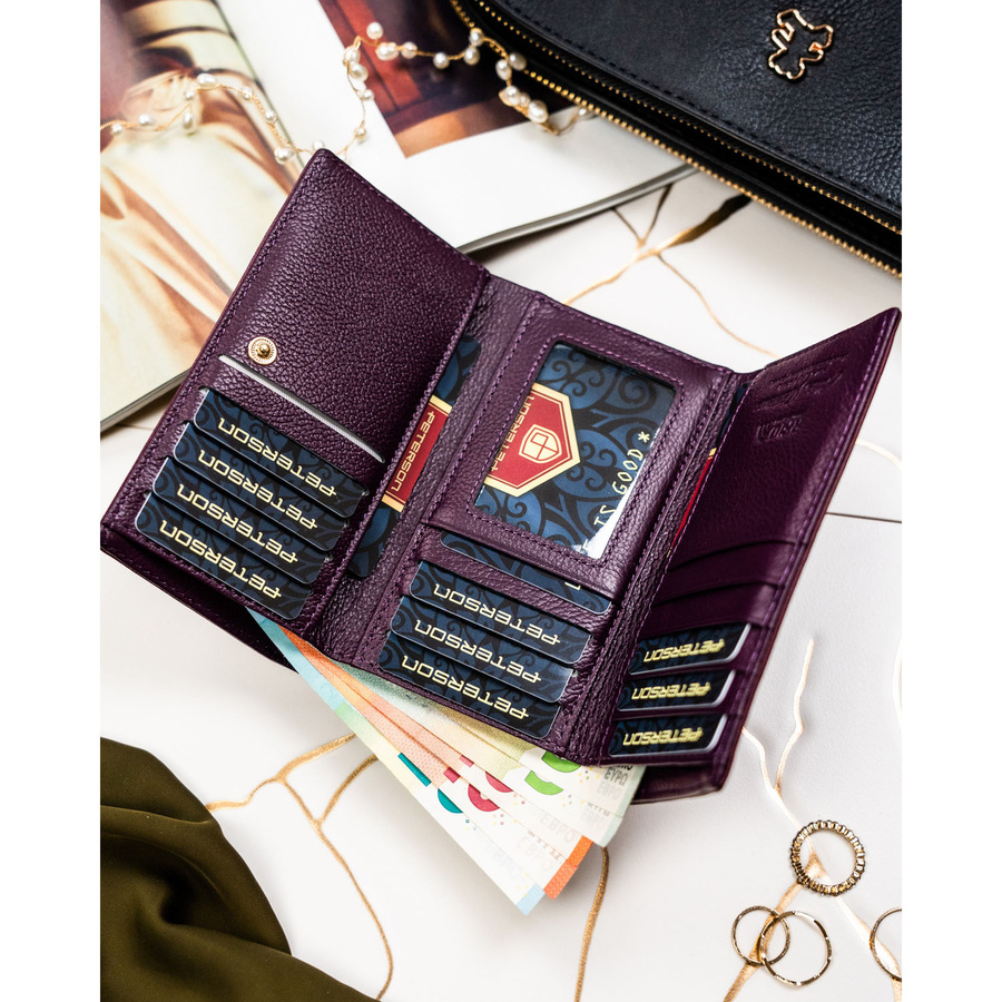 Leather and leatherette wallet RFID PETERSON PTN PS108-HNL