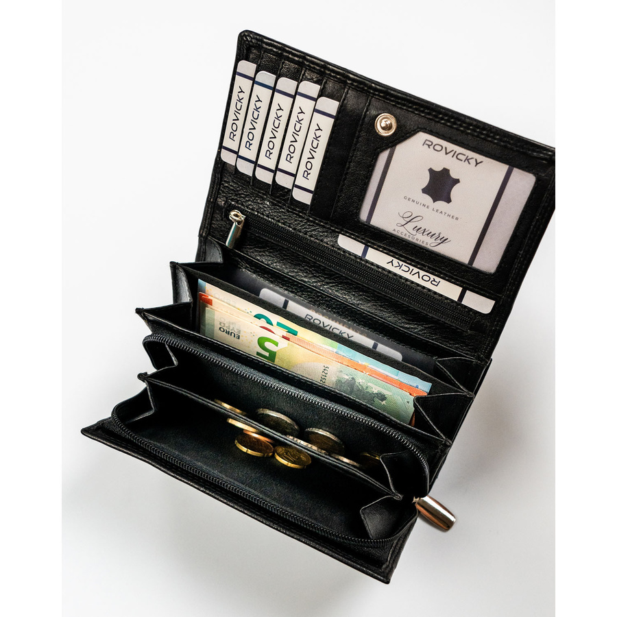 Leather wallet RFID ROVICKY R-D1520-NCD-BL
