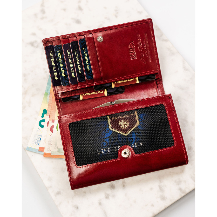 Leather wallet RFID PETERSON PTN 27079-TVT