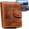 Jasnobrązowy portfel męski ze skóry naturalnej wyposażony w system RFID, zamykany zatrzaskiem - Peterson