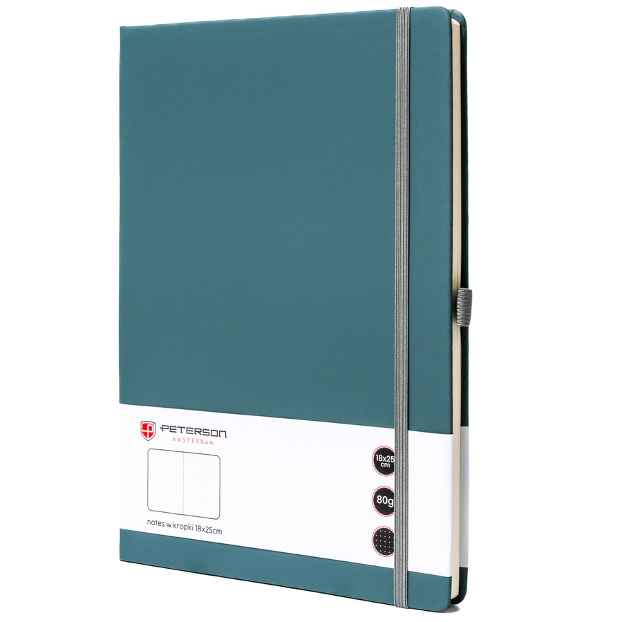 Zelený zápisník B5 s bodkovaným papierom a tvrdou väzbou