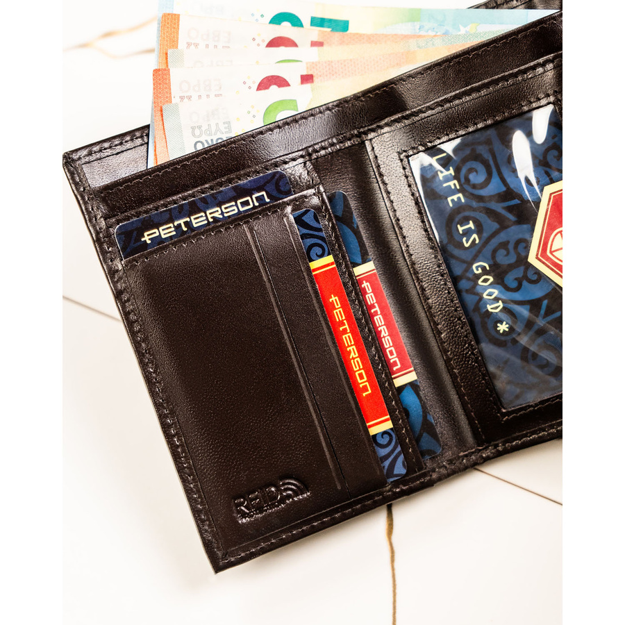 Leather wallet RFID PETERSON PTN RD-18-NGV