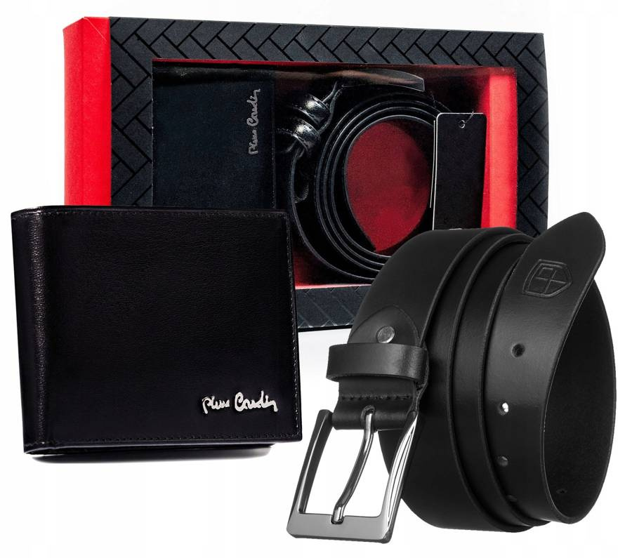 Leather's wallet and leather belt set PIERRE CARDIN ZM-PC