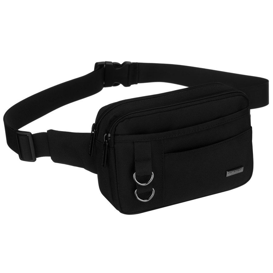 Pánska športová crossbody taška/ľadvinka v čiernej farbe, dvojkomorová