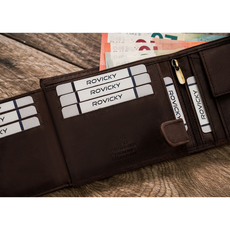 Leather wallet RFID N992L-CHM-HORSE-BL