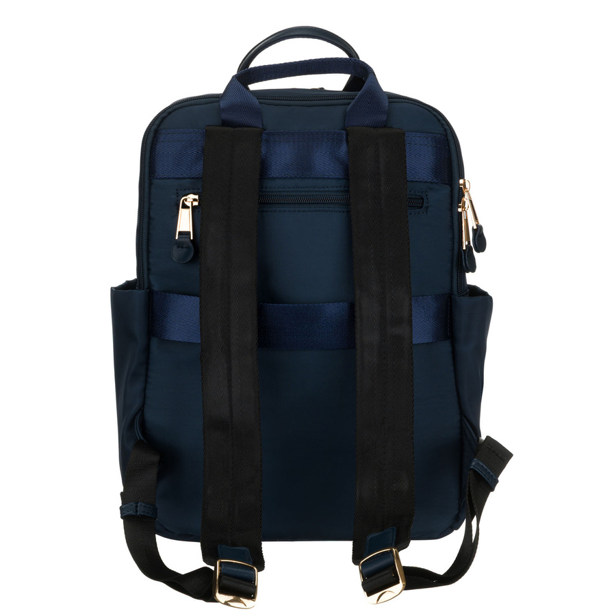 Granatowy, nylonowy plecak damski na regulowanych szelkach zamykany suwakiem - Peterson