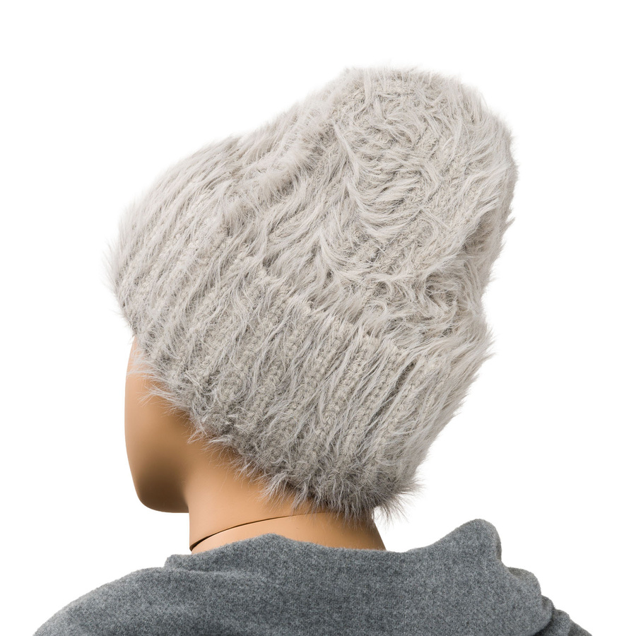 Zimowa, szara czapka damska beanie wykonana z nylonu - Peterson