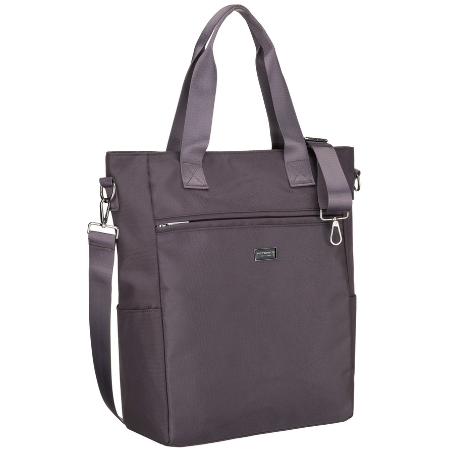 Šedá dámska shopper taška na uchách s odnímateľným popruhom a zipsovým uzáverom