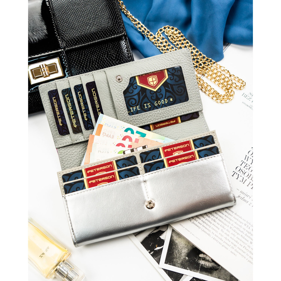 Leather+leatherette wallet RFID PETERSON PTN PX24-1-NPK