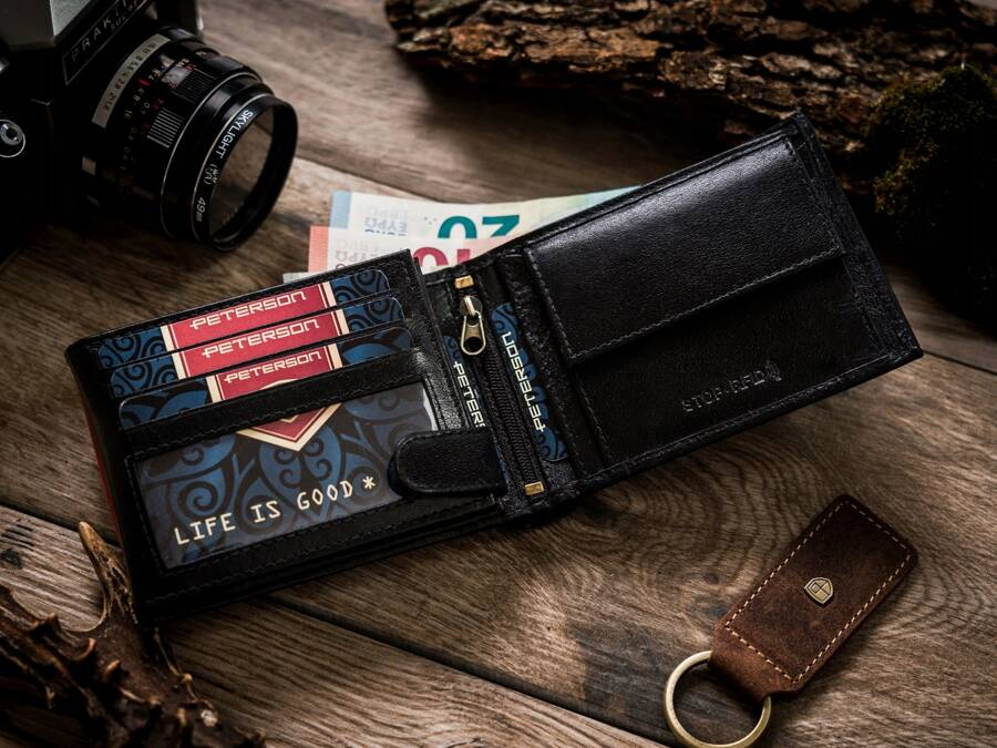 Leather wallet RFID PETERSON PTN 304.01 2-1-1