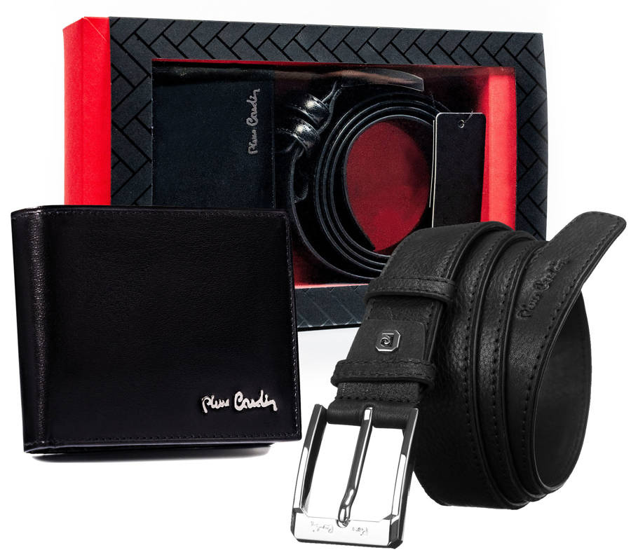 Leather's wallet and belt set PIERRE CARDIN ZM-PC