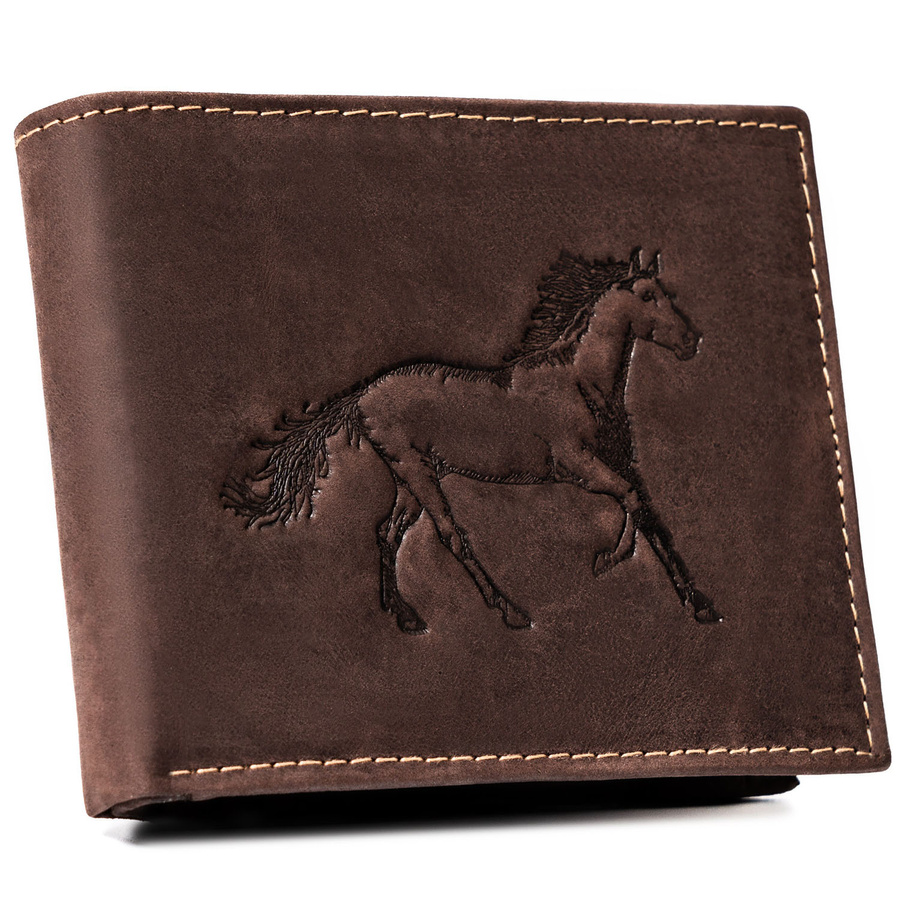 Leather wallet RFID ALWAYS WILD N992-CHM-HORSE-BL BR