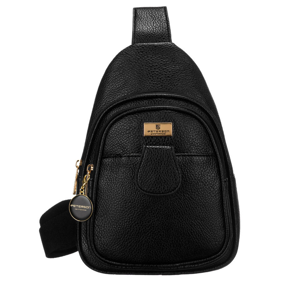 Čierna dámska crossbody kapsička z eko kože Čierna dámska crossbody kapsička z eko kože