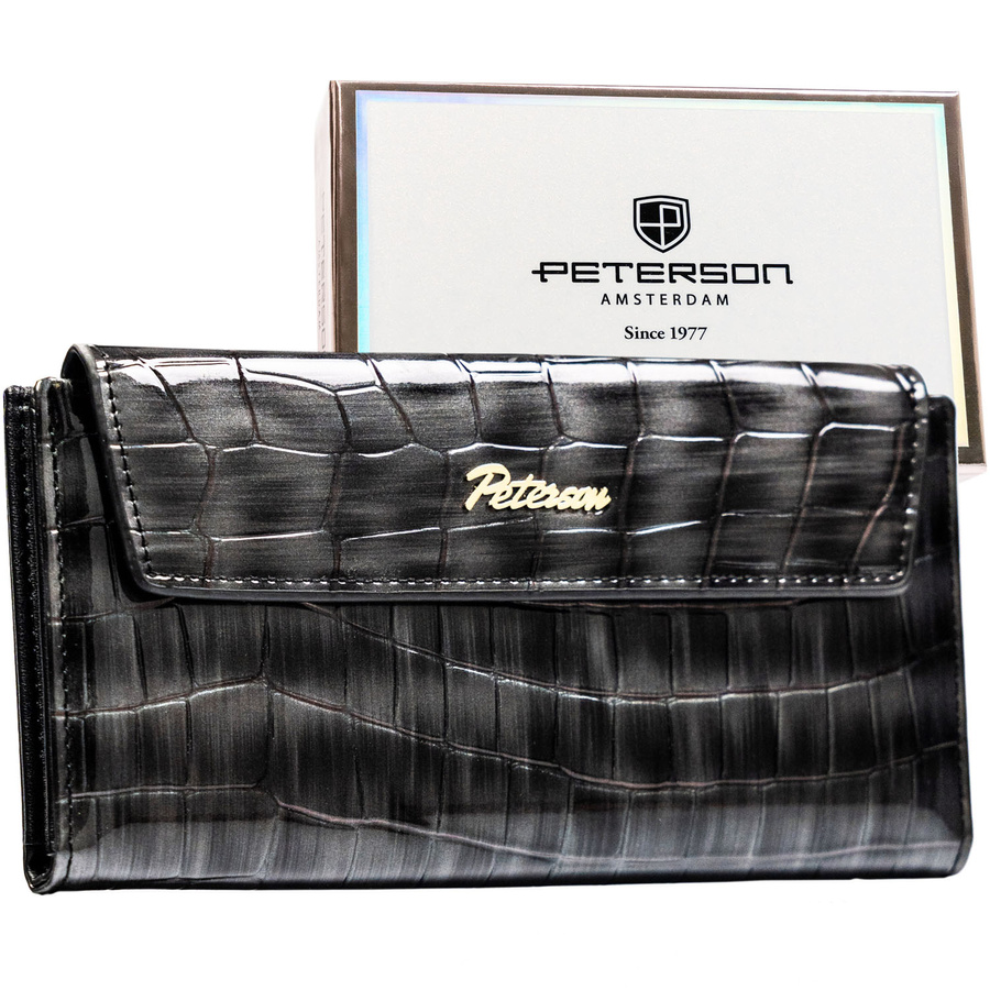 Sivá dámska peňaženka z ekologickej kože so zapínaním na patent